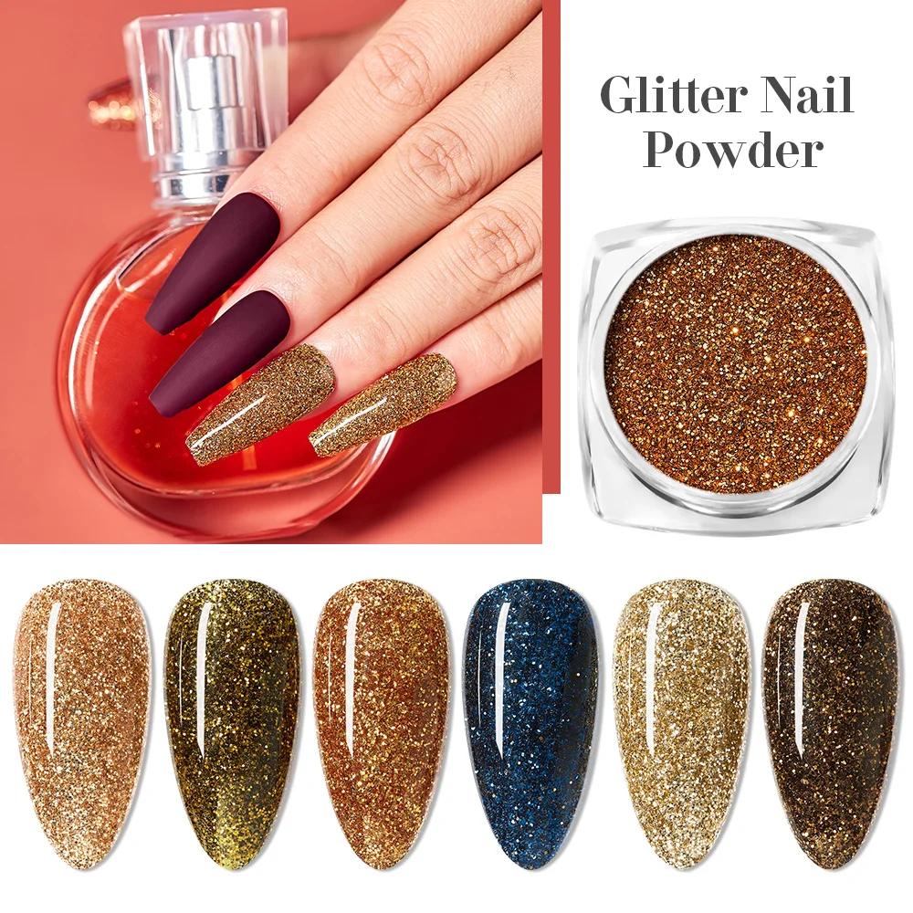 

Блестки для ногтей цвета розового золота, 6 шт., песочный порошок, блестящие Роскошные блестки, блестки для нейл Арта (искусство украшения но...