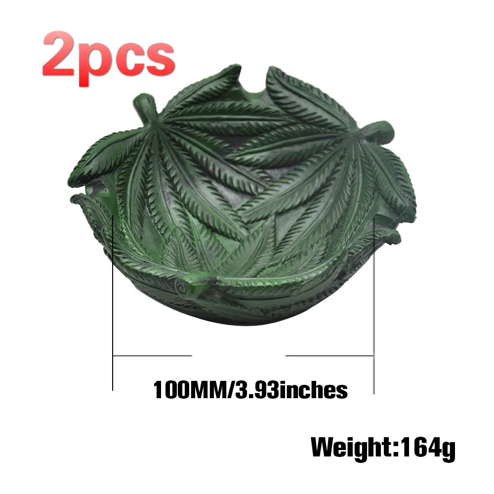 

2pcs Weed Ashtray Gift for Boyfriend Restaurant Trays Portable Ashtray Weed Ash Tray Resin ashtray dark green leaf pattern