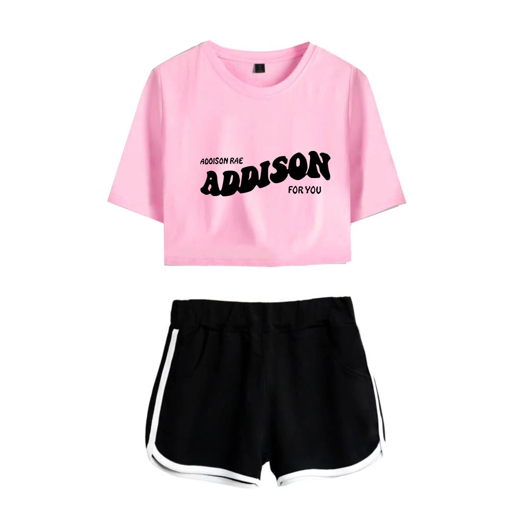 Женские шорты и футболки Addison Rae Pop комплект из двух предметов крутой топ с принтом