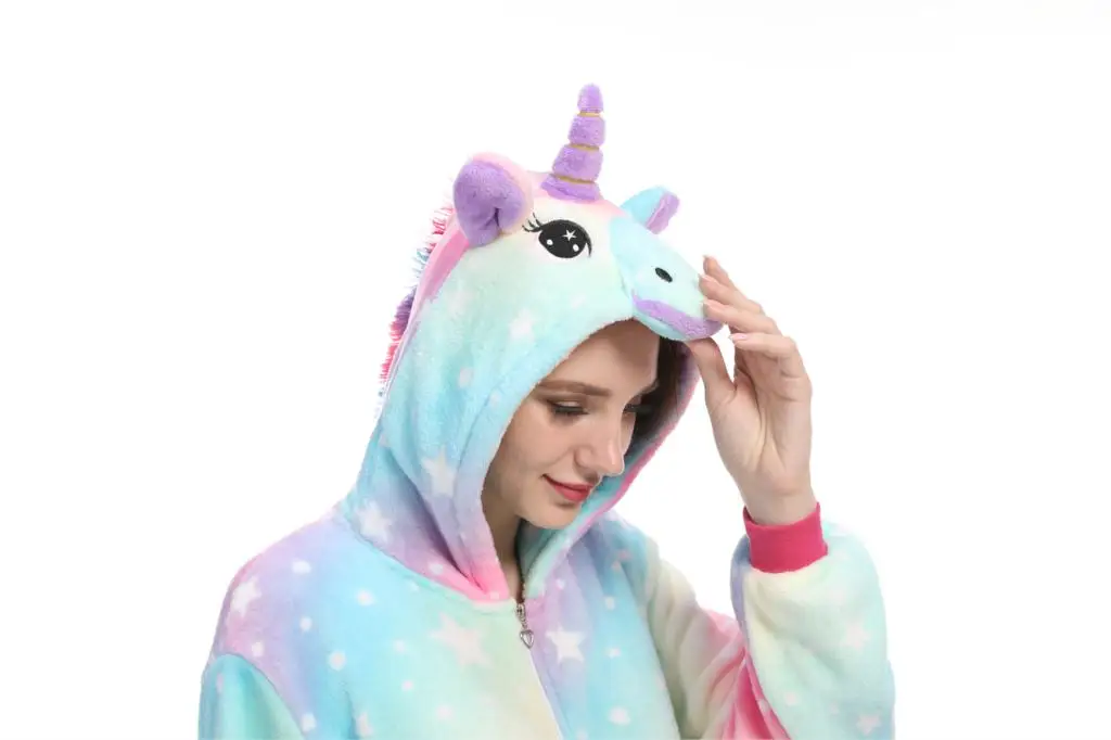 Косплей Кигуруми зима единорог пижамы комбинезоны комбинезон костюмы на