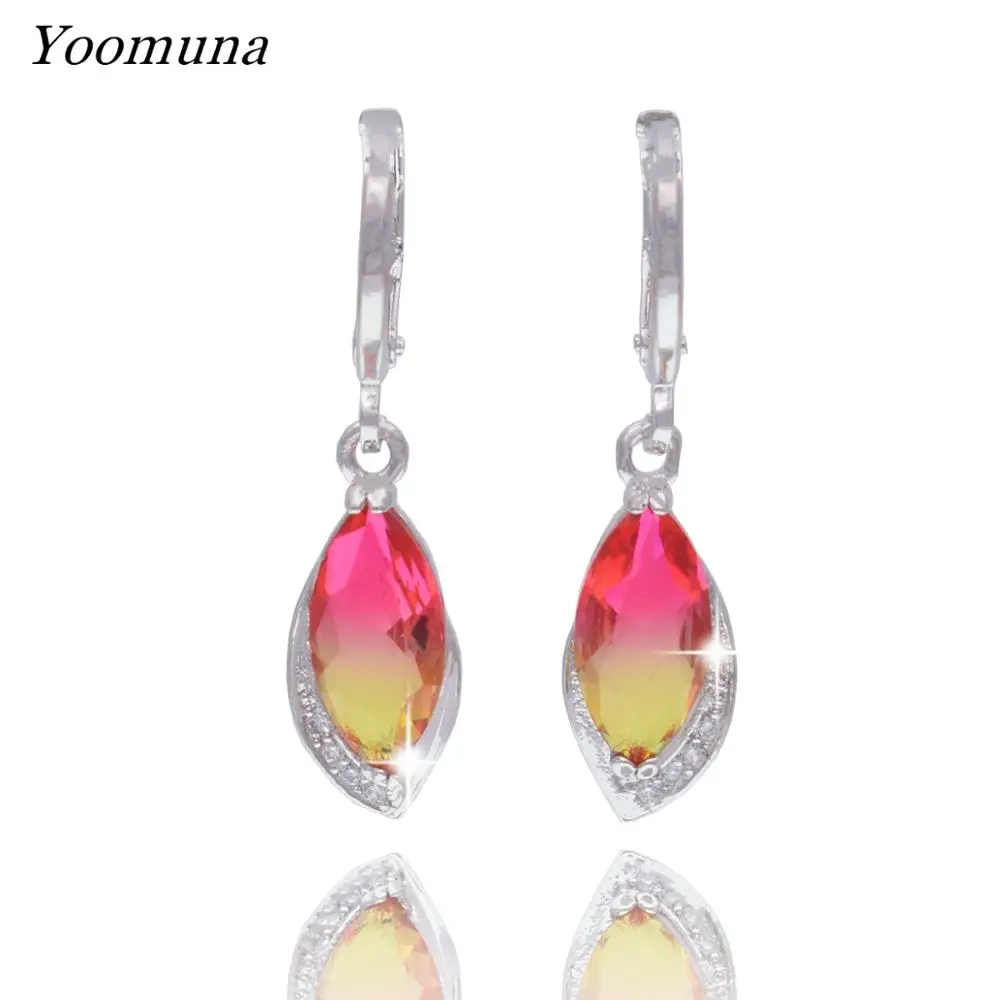 Женские серьги с фианитом популярные висячие цвета розового золота камнями