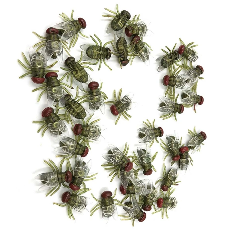 

100 Pcs Fake Flies Plastic Simulated Insect Fly Bugs Joke Toys Prank Halloween Party Favors