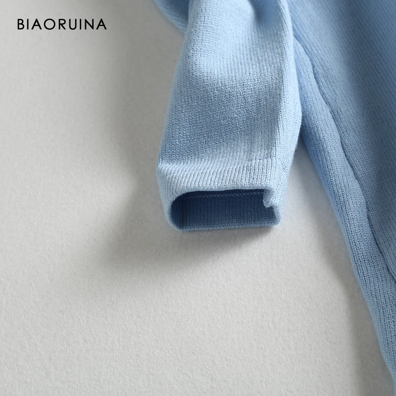 BIAORUINA женское однотонное модное тонкое трикотажное платье трапециевидной формы