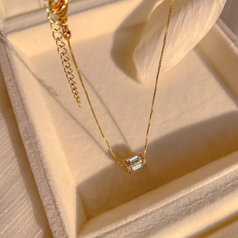 Цепочка с подвеской фианитом женская изысканное ожерелье кулоном из настоящего