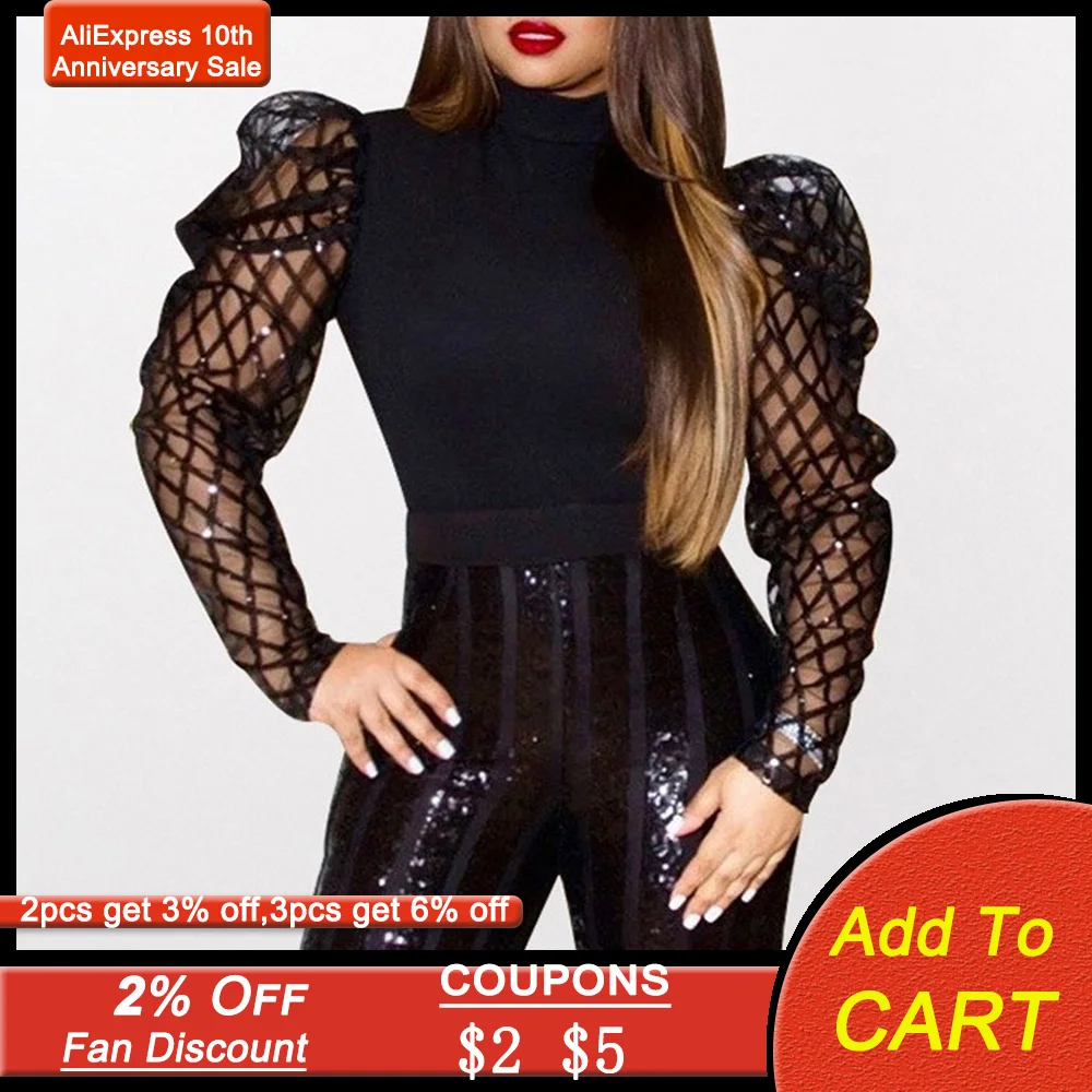 Летняя черная Сексуальная футболка женская сетчатая пышная Готическая с длинным