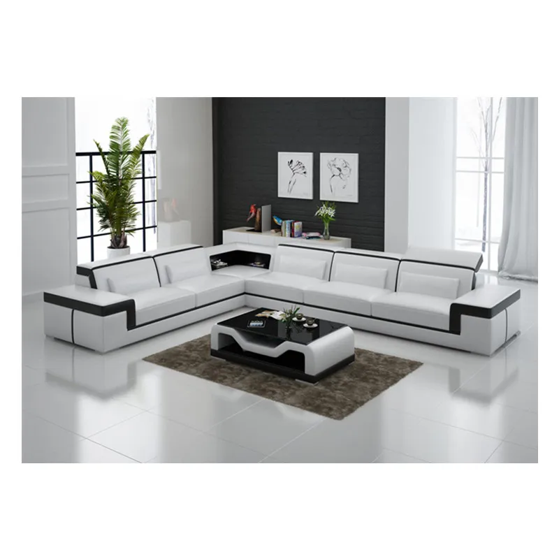 Современный диван доступный кожаный секционный угловой для гостиной | Мебель