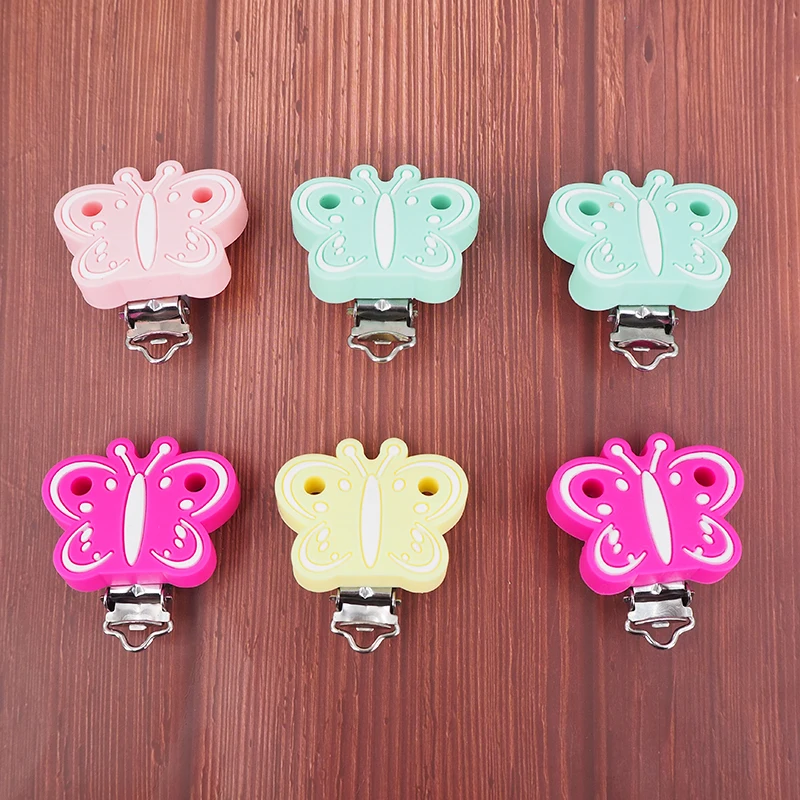 Chenkai 50pcs Silicone Butterfly Clips DIY Baby Pacifier Dummy Teether Soother Nursing Jewelry Teething Accessory Holder Clips