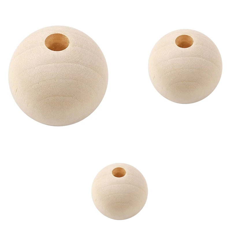 

300x Wooden Beads,3 Sizes (16mm/20mm/25mm), Natural Round Wood Beads,Used for Jewelry Making, Home Farm House Decoration