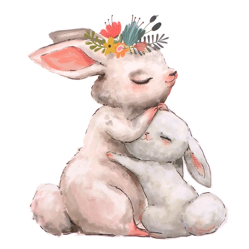 Нашивка с милым кроликом Кроликом Термотрансферная нашивка помощью утюга для