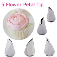 stainless steel rose petal kitchen gadgets 5pcs flower petal tip sugarcraft icing piping nozzles cream tips pastry accessories