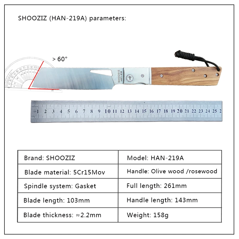 Складной нож SHOOZIZ 5cr15mov стальное лезвие ручка из оливкового дерева походный