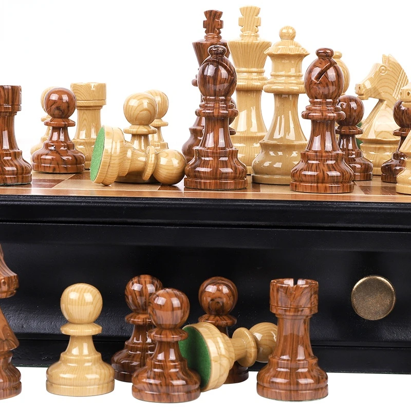 

Large International Chess Table Furniture Box Board Wood Chess Pieces Wooden Xadrez Tabuleiro Jogo Table Games Family DL6GJX