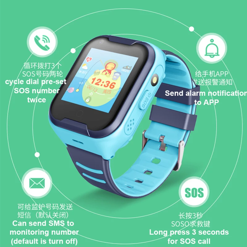 Детские умные часы сеть 4G IP67 водонепроницаемые 680 мА/ч Wifi gps SOS видео вызов