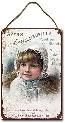 

Metal Sign 8 x 12 inch 1889 Ayers Sarsaparilla Wall Decor Hanging Sign
