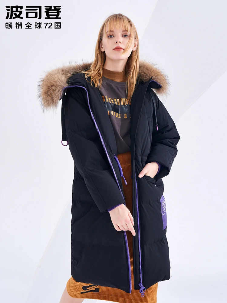 BOSIDENG женская новая стильная зимняя длинная куртка модное толстое пальто со