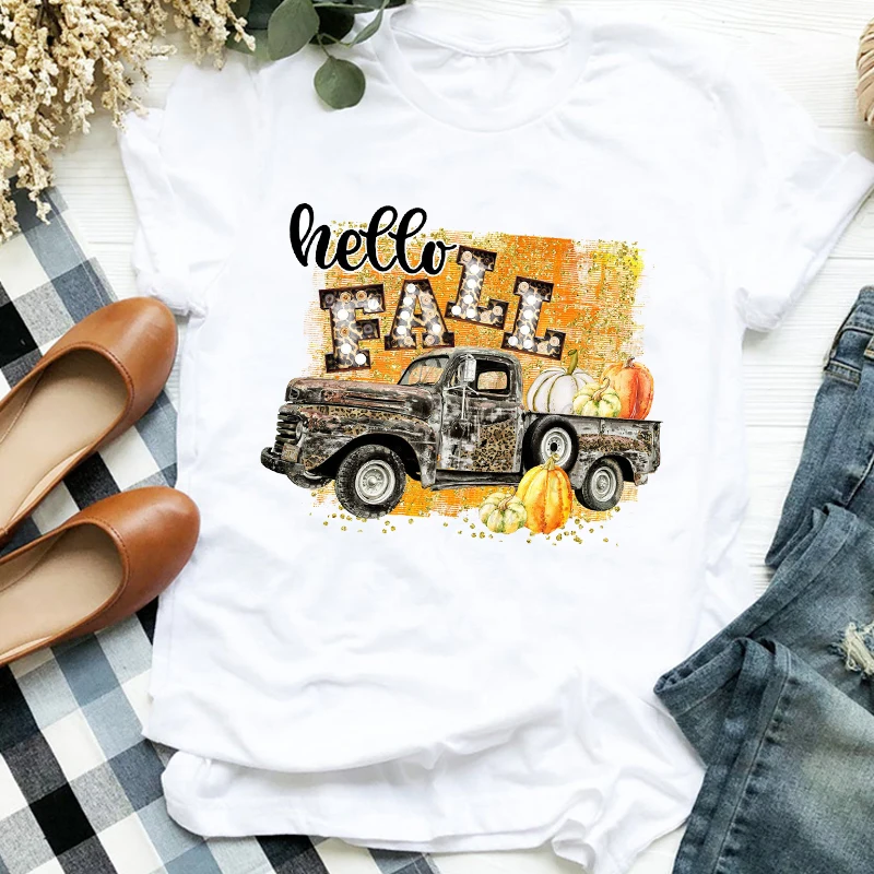 Женская футболка с рисунком грузовика 90 х осень Хэллоуин День благодарения