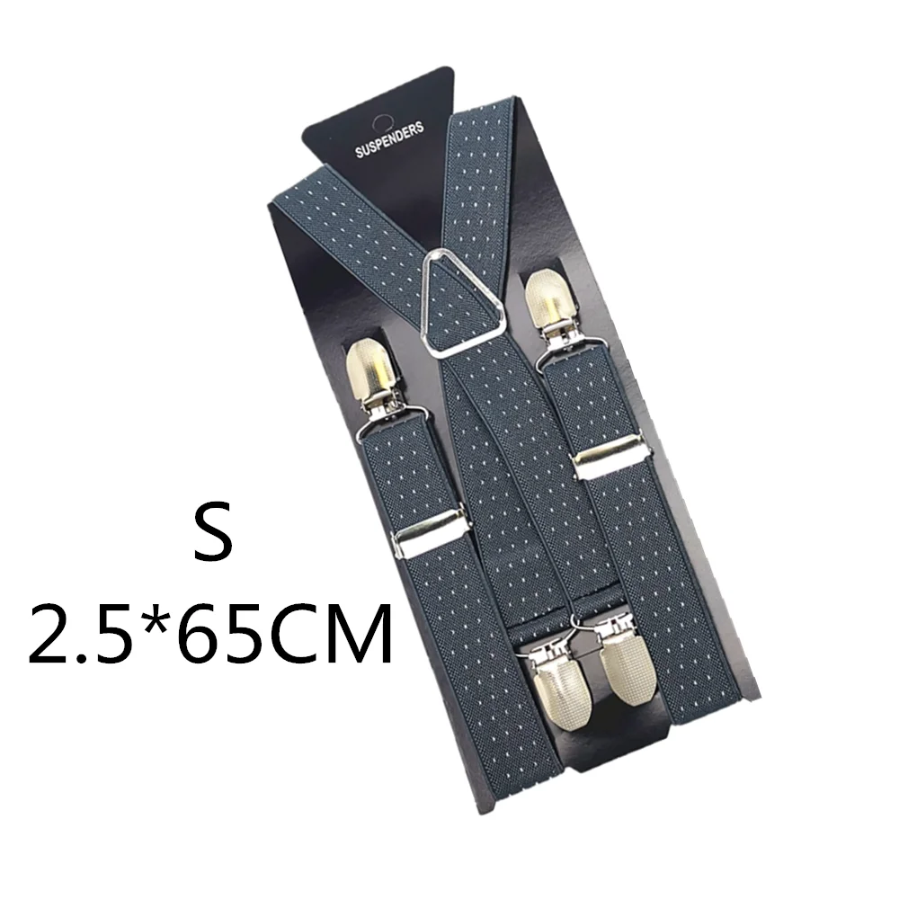 Dray dot-65cm 2,5 см ширина х спина унисекс в горошек подтяжки для мужчин и женщин регулируемые эластичные Tirantes Hombre Дети брюки держатель свадебная одежда - Цвет: Dray dot-65cm