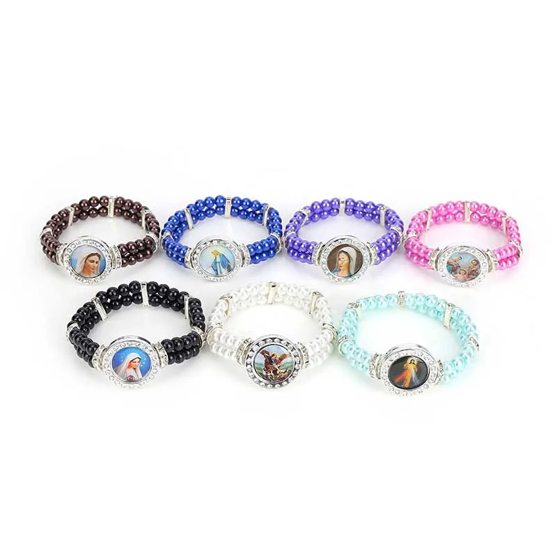 Женское украшение классический браслет модный с жемчугом крестом Иисуса