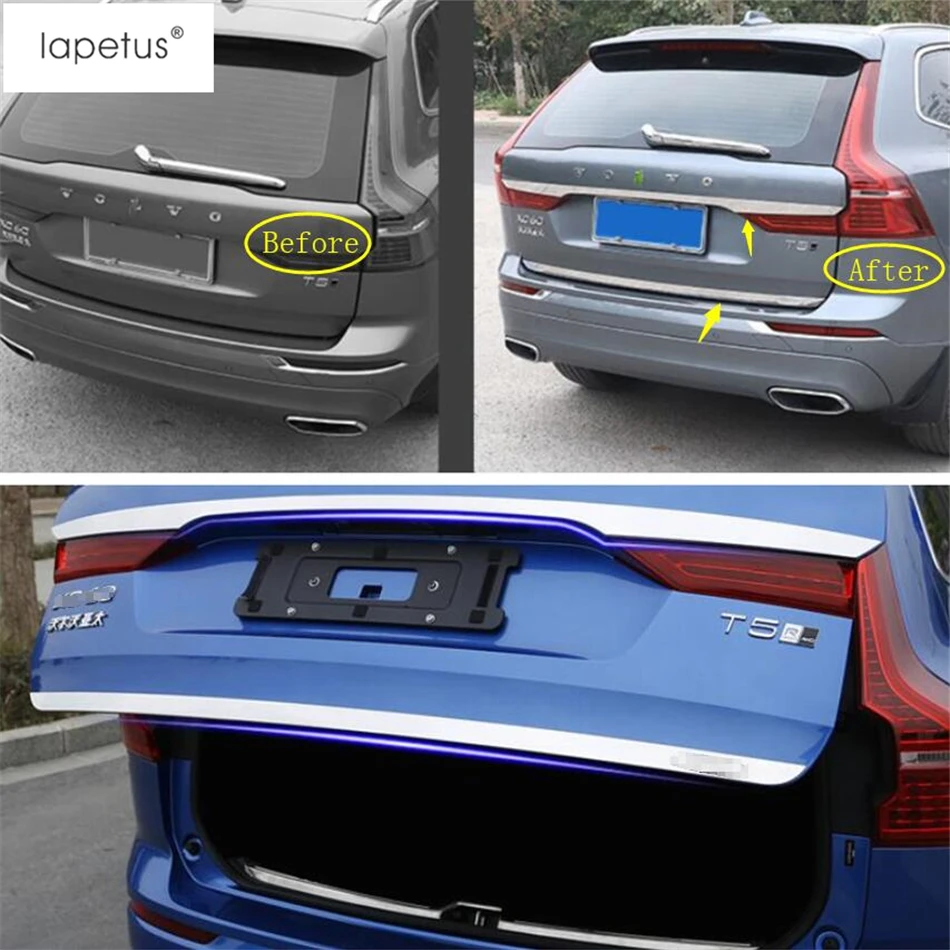 Lapetus аксессуары подходят для VOLVO XC60 Задняя Крышка багажника отделка багажника Люк задняя дверь Молдинг загрузки Гарнир Полосы комплект