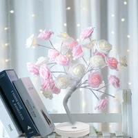 tree shaped led lamp bonsai style 24leds rose flower diy usb night light touch switch control xmas decorative light