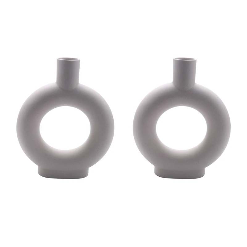 

2X Nordic Ceramic Vase Home Decoration White Vegetarian Ceramic Flower Pot Art Vase Home Decoration Craft Gift