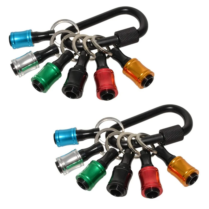 

12 Pcs 1/4Inch Hex Shank Aluminum Alloy Screwdriver Bits Holder Extension Bar Drill Screw Adapter Change Keychain