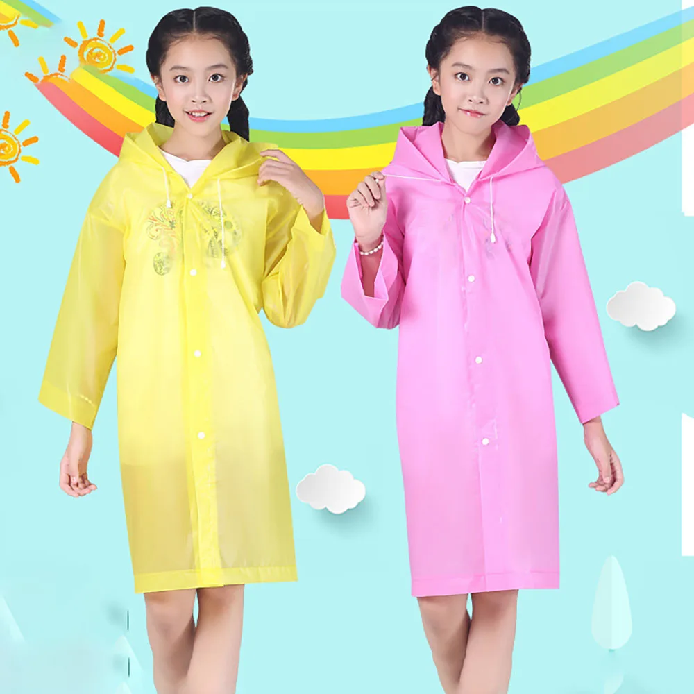 

Waterproof Rain Coat Kids Fashion EVA Children Raincoat Thickened Clear Transparent Tour Waterproof Rainwear Suit