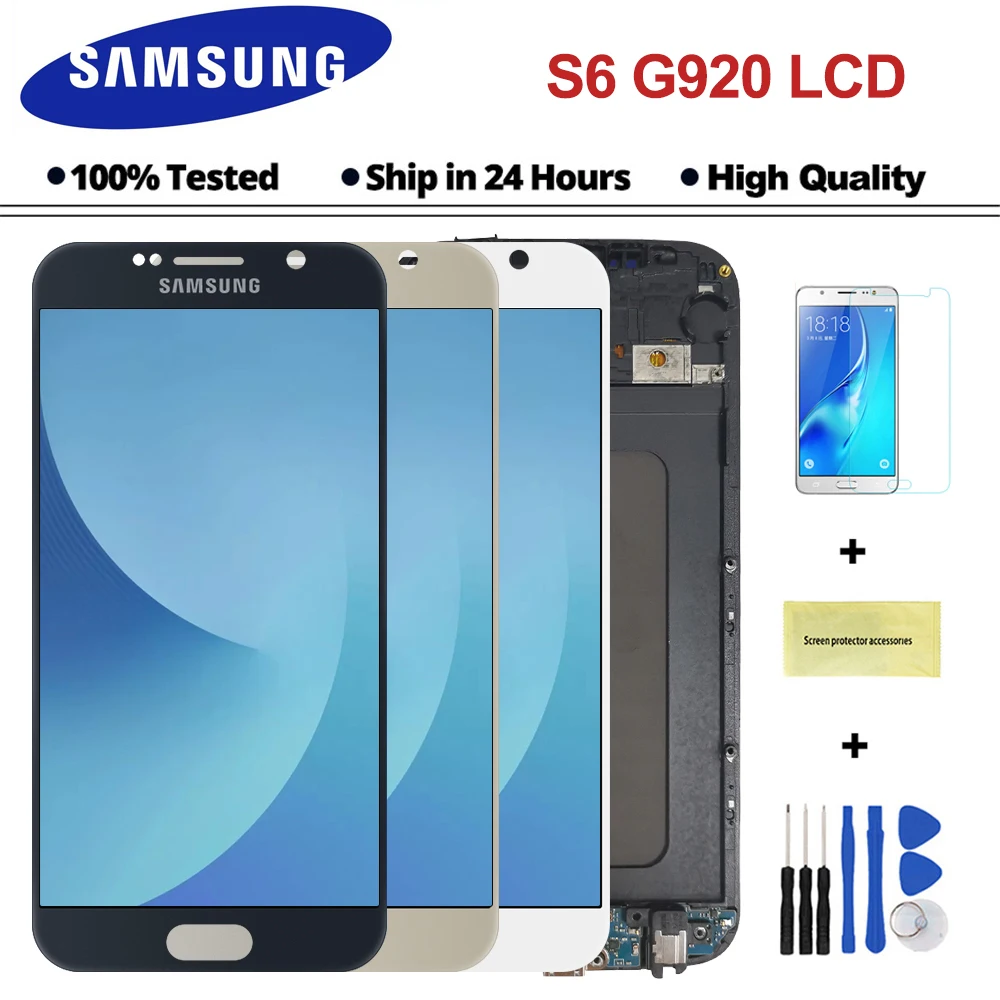Для Samsung Galaxy S6 G920F G920 сенсорный экран дигитайзер ЖК дисплей для G920FD G920FQ в сборе с