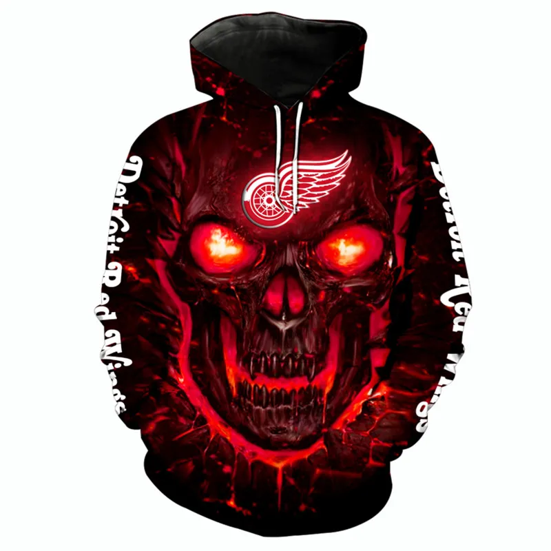 Мужская толстовка с капюшоном из Детройта белая Красная геометрическим принтом