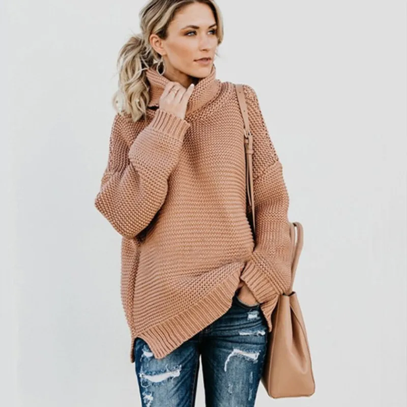 Свитер женский трикотажный с высоким воротом однотонный сетчатый | Женская