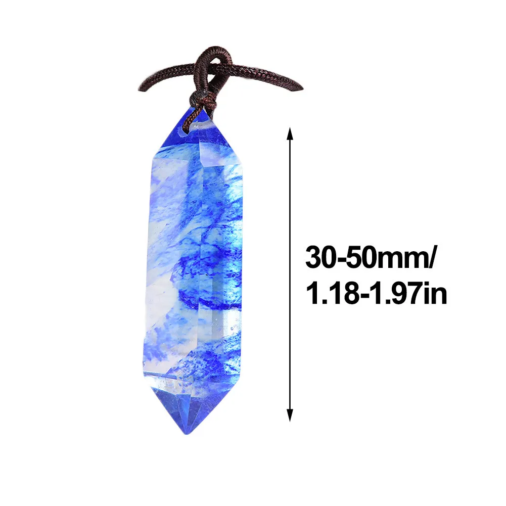 

Natural Fluorite Pendant Crystal Amethyst Gemstone Hexagonal Pointed Reiki Chakra Pendant Genuine Leather Necklace