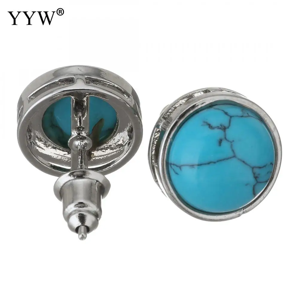 Серьги-гвоздики из натурального камня женские круглые маленькие простые сережки