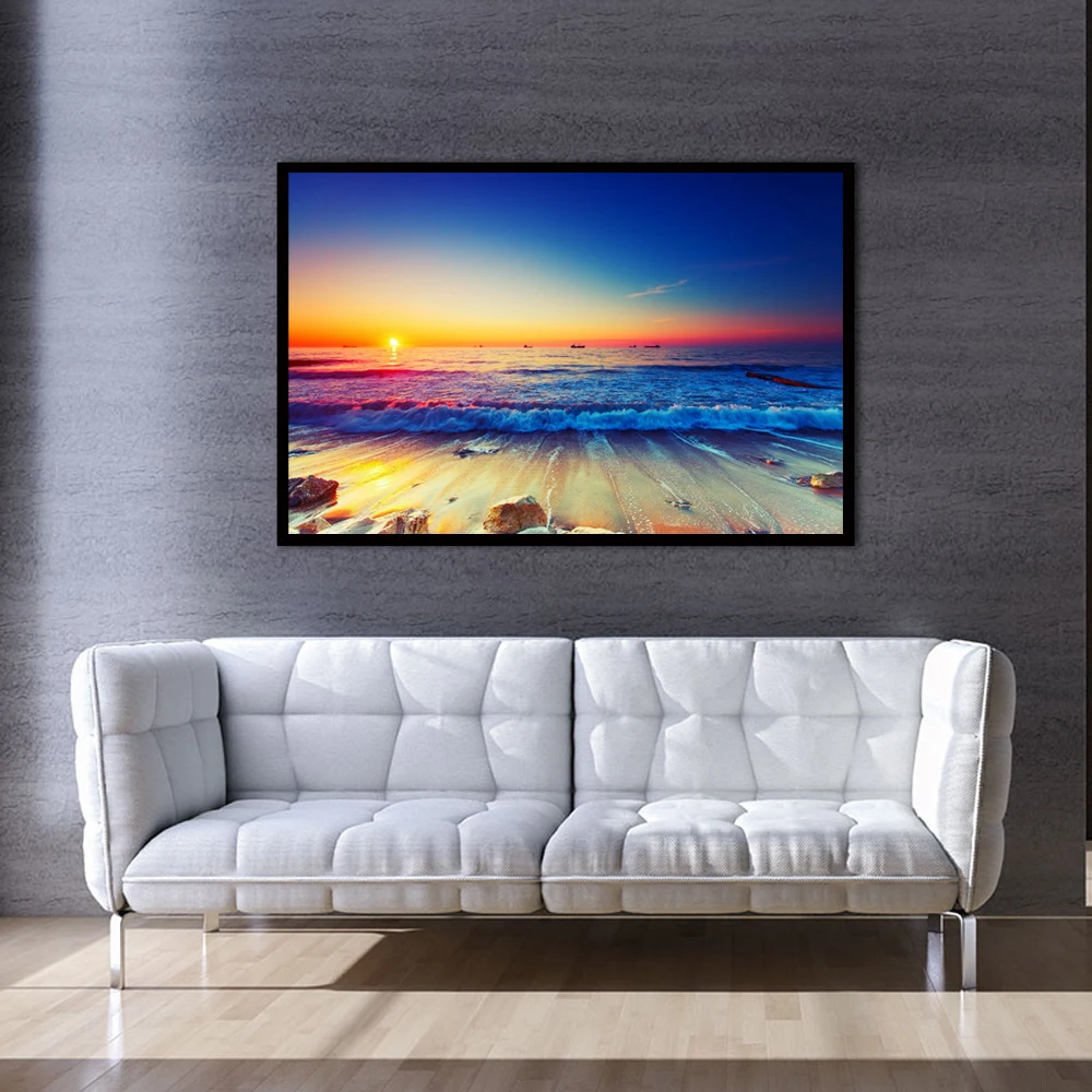 Настенные художественные картины для гостиной холст искусства Закат пляж песок