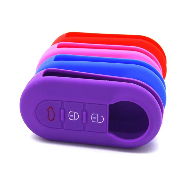 Силиконовый чехол для автомобильного ключа Fiat 500 Punto Grande Stilo 500x Panda Ducato с 3 кнопками