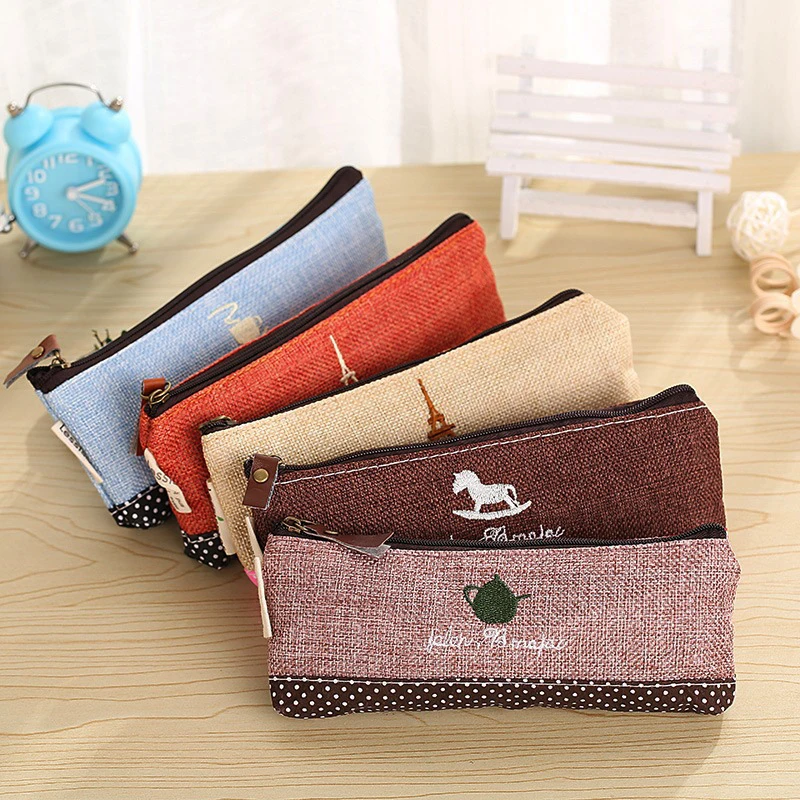 1 шт. винтажный холщовый пенал Чехол сумка школьные принадлежности органайзер