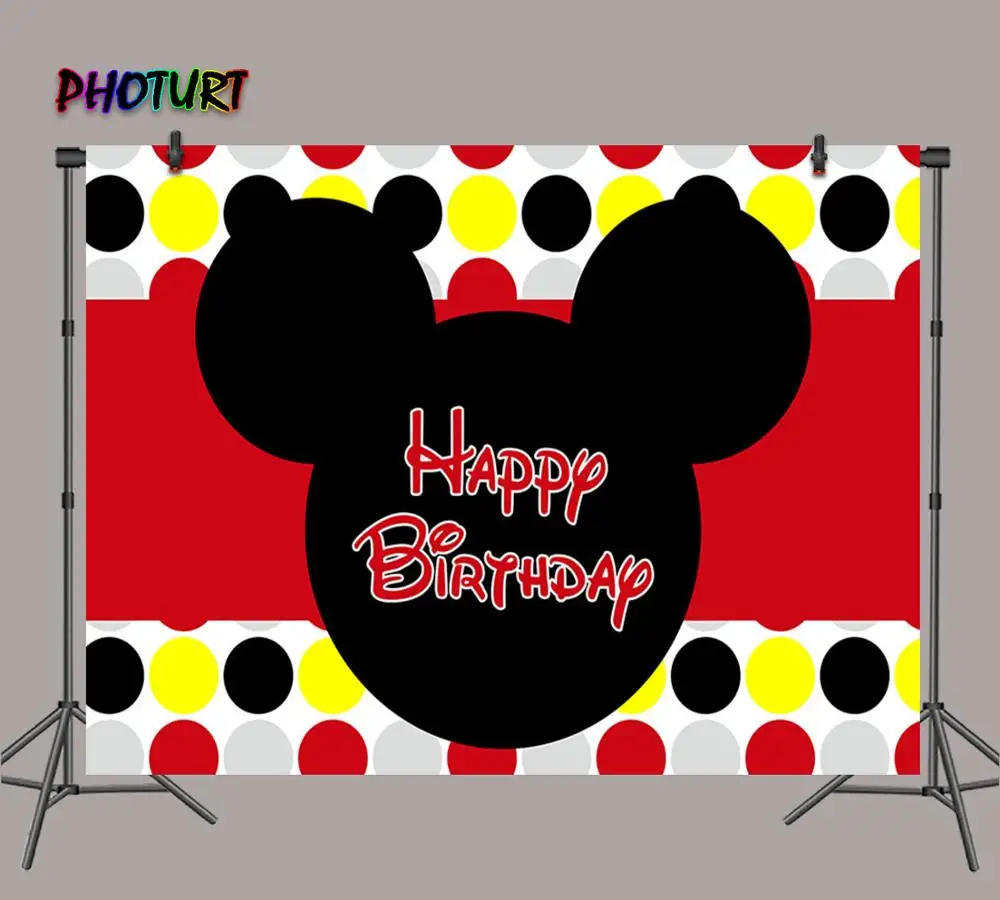 PHOTURT Микки Маус фотография Фон Baby Shower вечеринка для мальчика день рождение фон