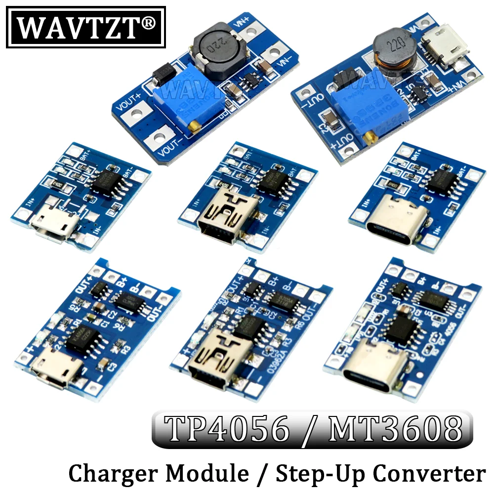 Micro USB 5V 1A 18650 TP4056 фотозарядная плата с защитой + MT3608 2А | Электронные компоненты и