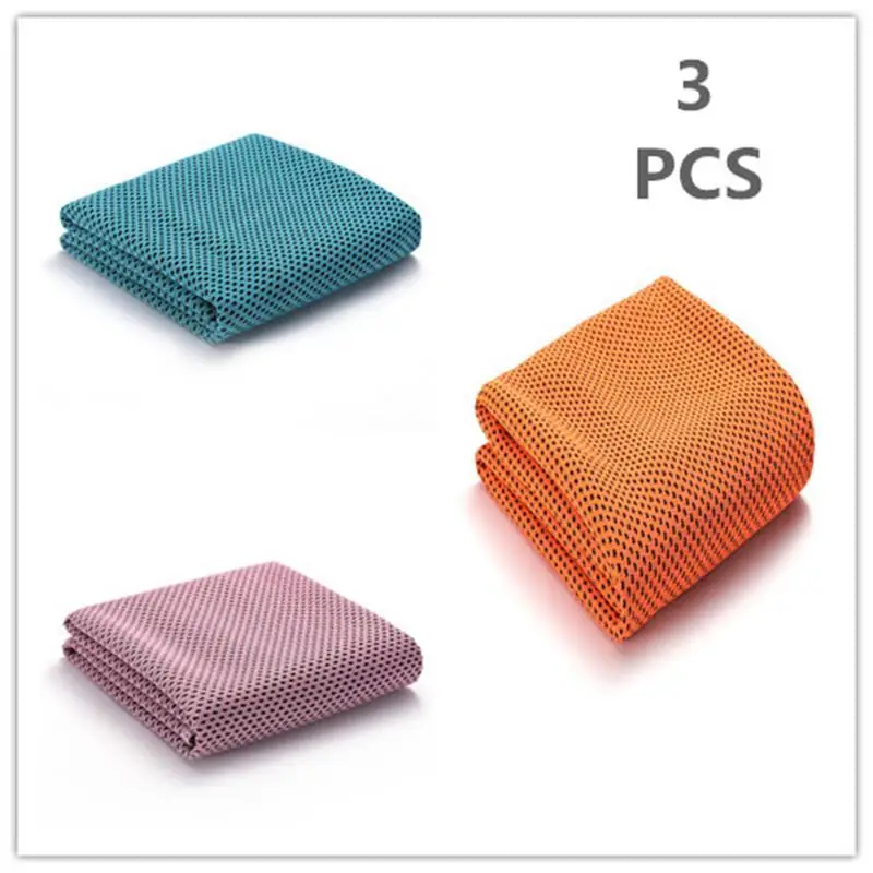 Pink-Orange-Sky Blue Охлаждающее полотенце в упаковке из 3 спортивных полотенец, охлаждающее полотенце для занятий спортом, плавания, йоги, тренировок, спортзала, тренажерного зала, шеи, гольфа, путешествий 40 ''x 12'' - Цвет: Pink-Orange-Sky Blue