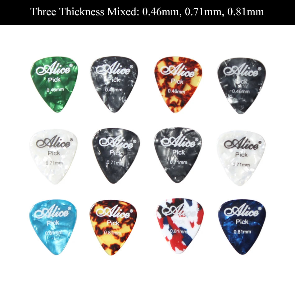 alice 12 stück akustische elektrische gitarre picks celluloid plektren mit runde metall picks sammlung box fall free global shipping