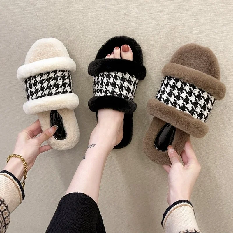 

Новинка, модные плюшевые тапочки One Word, женская одежда на осень и зиму 2021, теплые хлопковые тапочки на плоской подошве, большие размеры 35-42