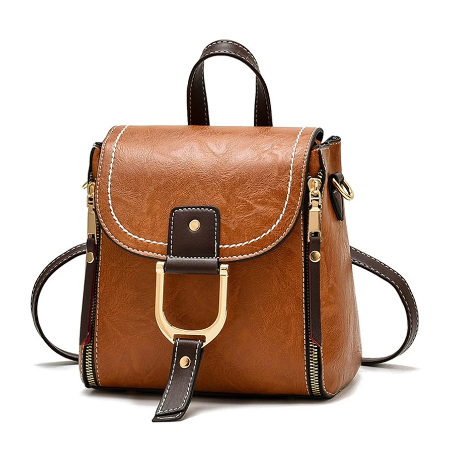 Женский кожаный рюкзак Женская Повседневная сумка через плечо школьная для