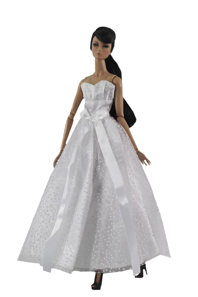

White Fashion Long Dress Outfit Suit Sets for Barbie BJD FR SD Doll Clothes Role Play Accessories Toys for Girl