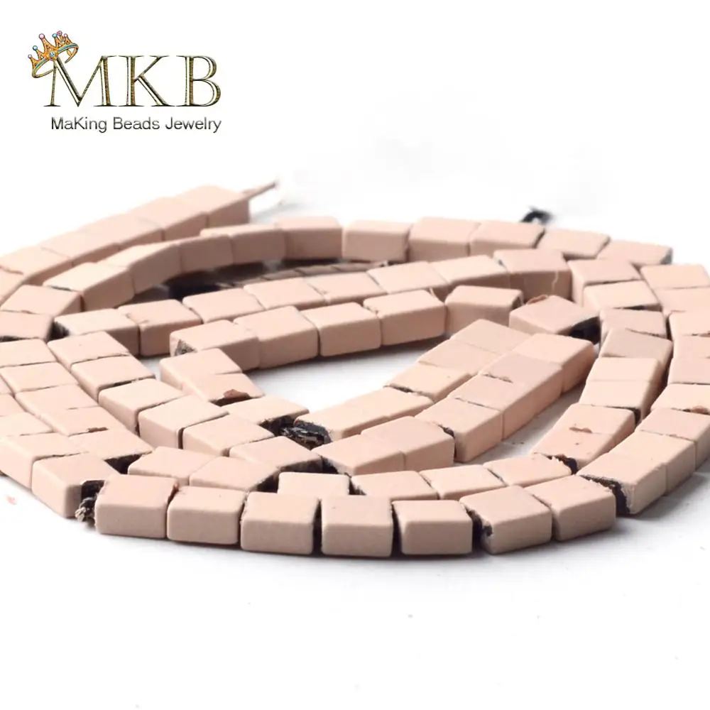 4*4 мм натуральный камень розовый гематит квадрат матовые резиновые бусины