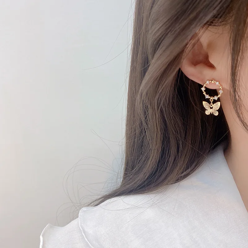 

Korean New Fashion CZ Butterfly Women Earring Shine AAA Zircon Crystal Bijoux Stud Earring Wedding Birthday Jewelry Gifts