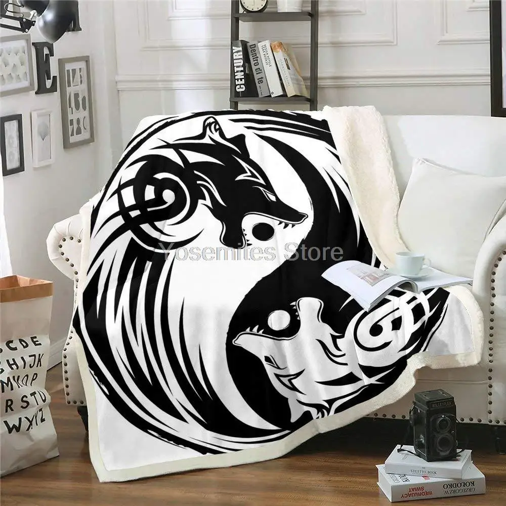 

Castle Fairy Black White Dragon Fleece Blanket for Boys Girls Auspicious Plush Throw Blankets for Couch Bed and Living Room Graf