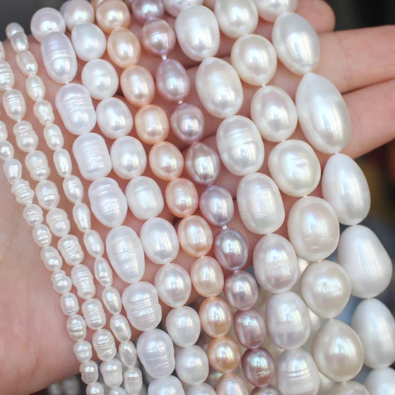 100% натуральные пресноводные жемчужные овальные бусины россыпью для