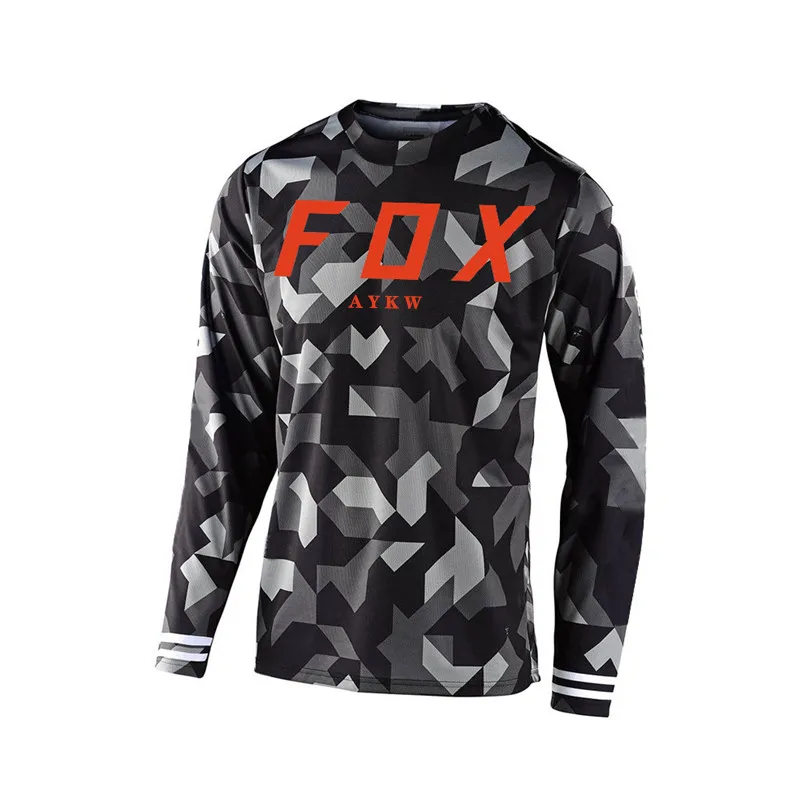 

2021 men's new long sleeve motorcycle mountain bike team downhill jersey MTB Offroad bicycle locomotive shirt fox jersey