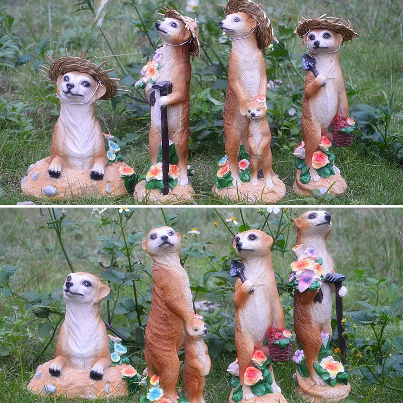 

Meerkat Garden Decoration Resin Crafts Statue Realistic Animal Figurines for Home Garden Courtyard ADW889