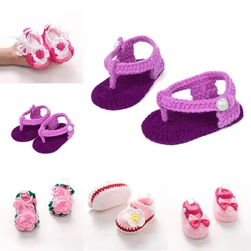 

Fashion Cute Girls Infant Toddler Knitted Crochet Cotton Sock Lovely Baby Shoes