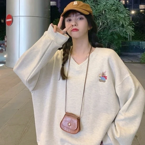 

Real Shot Cost-Effective Cotton Thin Sweater Women's round Neck Embroidery